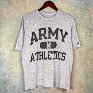 VTG 90s US Army Athletics T Shirt Mens Sz M Gray Military Champion Worn Retro